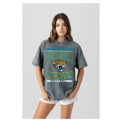 Jacksonville Jaguars Gameday Couture Women's Oversized Classic Grind Washed T-Shirt - Gray - NFL