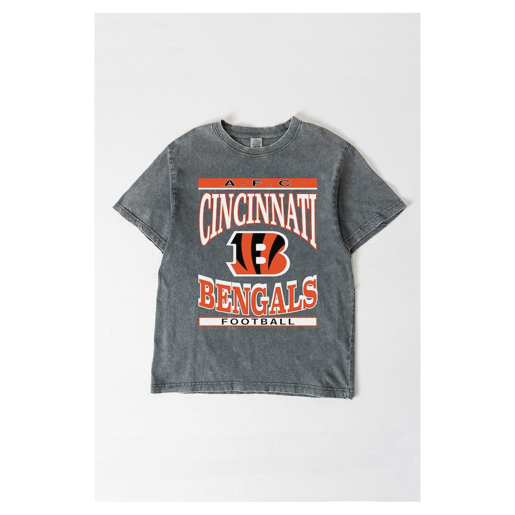 Cincinnati Bengals Gameday Couture Women's Oversized Classic Grind Washed T-Shirt - Gray - NFL