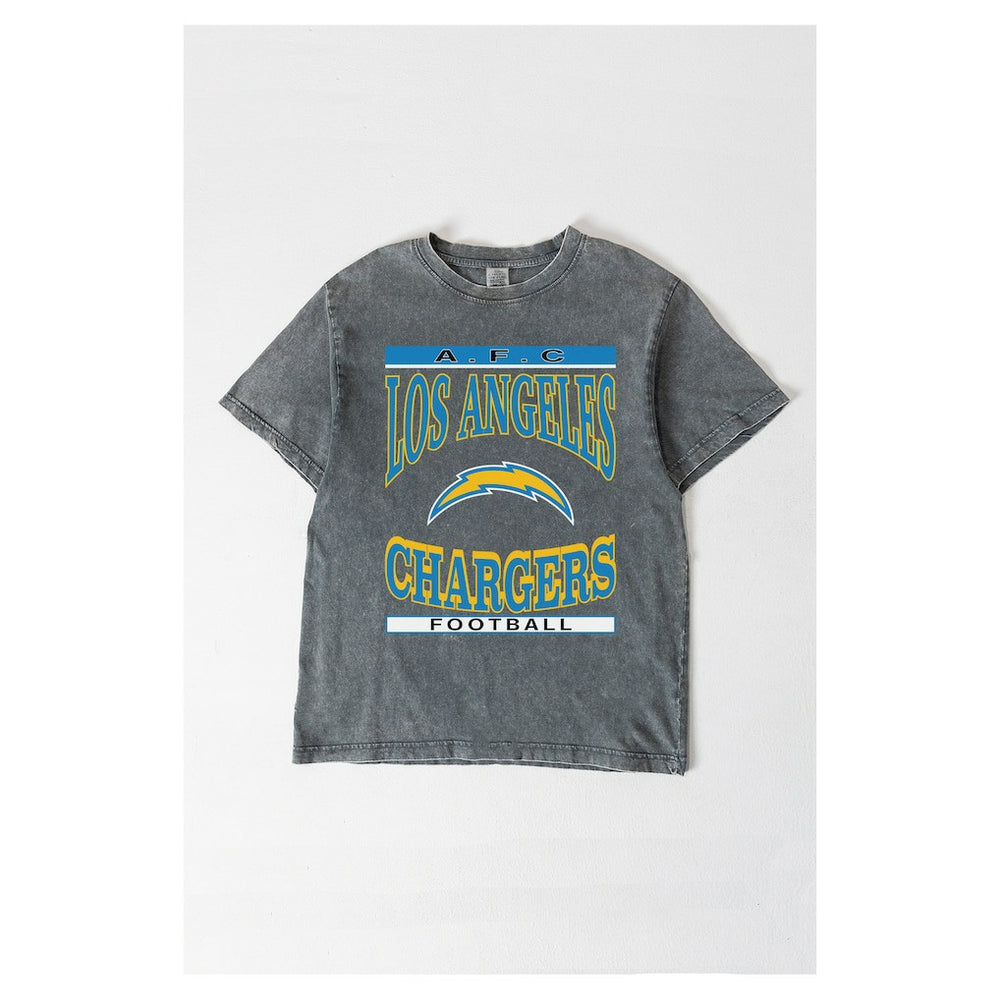 Los Angeles Chargers Gameday Couture Women's Oversized Classic Grind Washed T-Shirt - Gray - NFL