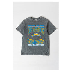 Los Angeles Chargers Gameday Couture Women's Oversized Classic Grind Washed T-Shirt - Gray - NFL