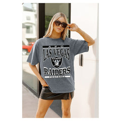 Las Vegas Raiders Gameday Couture Women's Oversized Classic Grind Washed T-Shirt - Gray - NFL