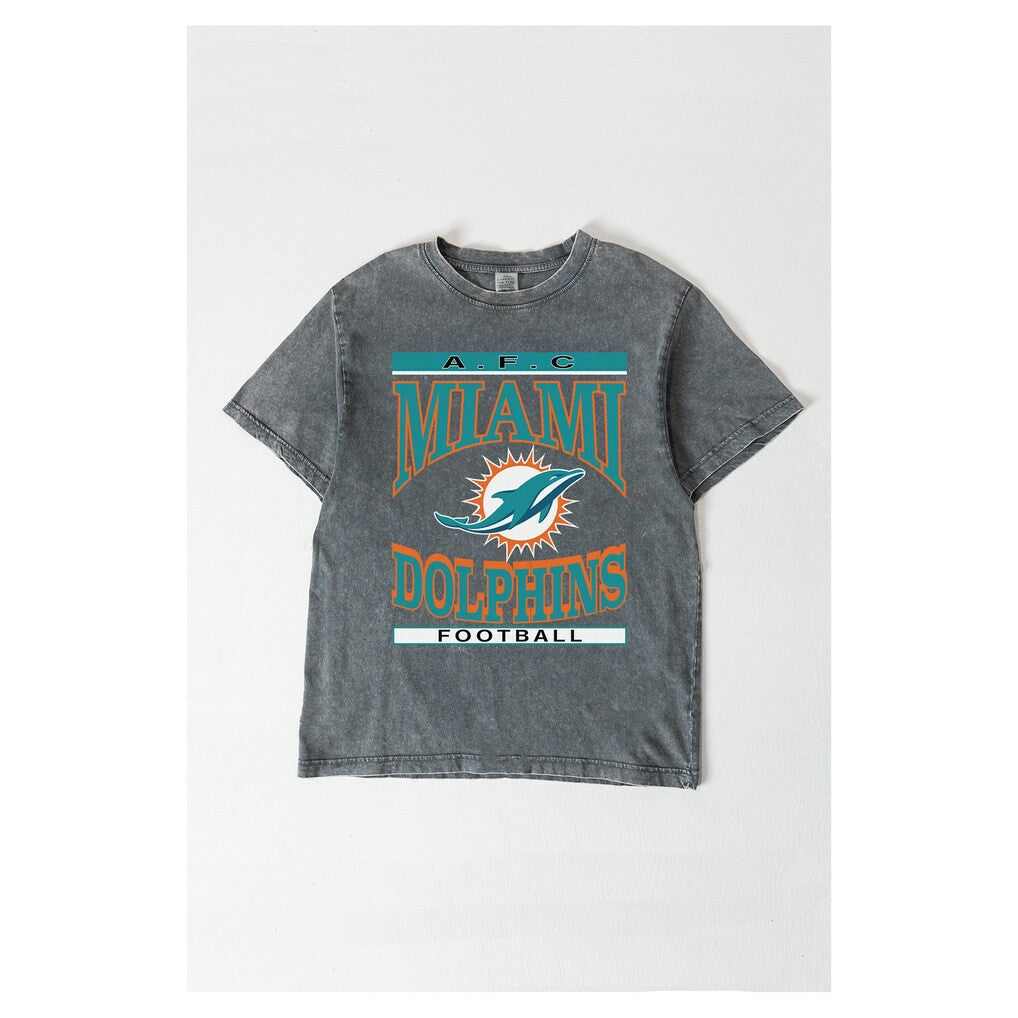 Miami Dolphins Gameday Couture Women's Oversized Classic Grind Washed T-Shirt - Gray - NFL