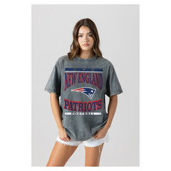 New England Patriots Gameday Couture Women's Oversized Classic Grind Washed T-Shirt - Gray - NFL