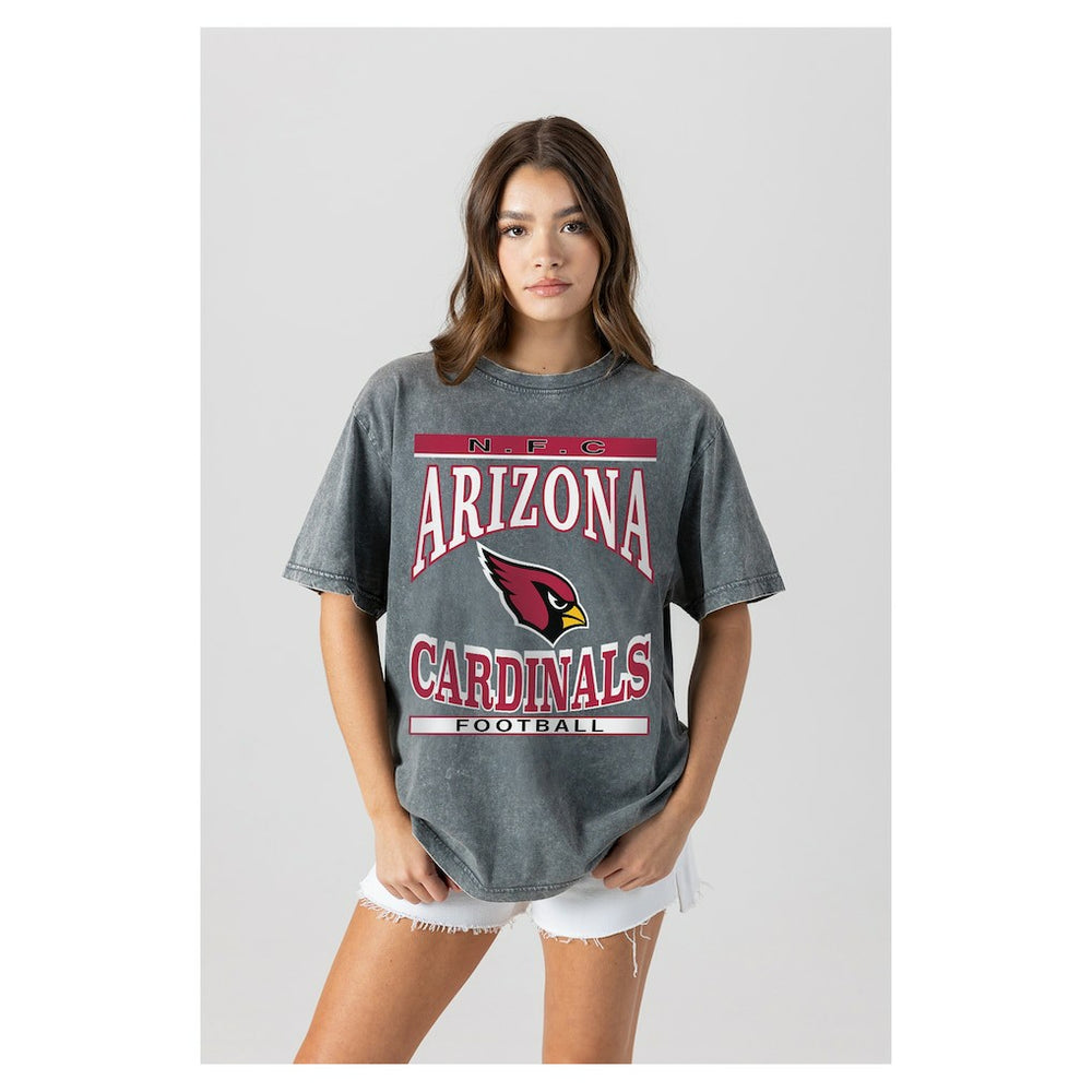 Arizona Cardinals Gameday Couture Women's Oversized Classic Grind Washed T-Shirt - Gray - NFL