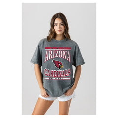 Arizona Cardinals Gameday Couture Women's Oversized Classic Grind Washed T-Shirt - Gray - NFL