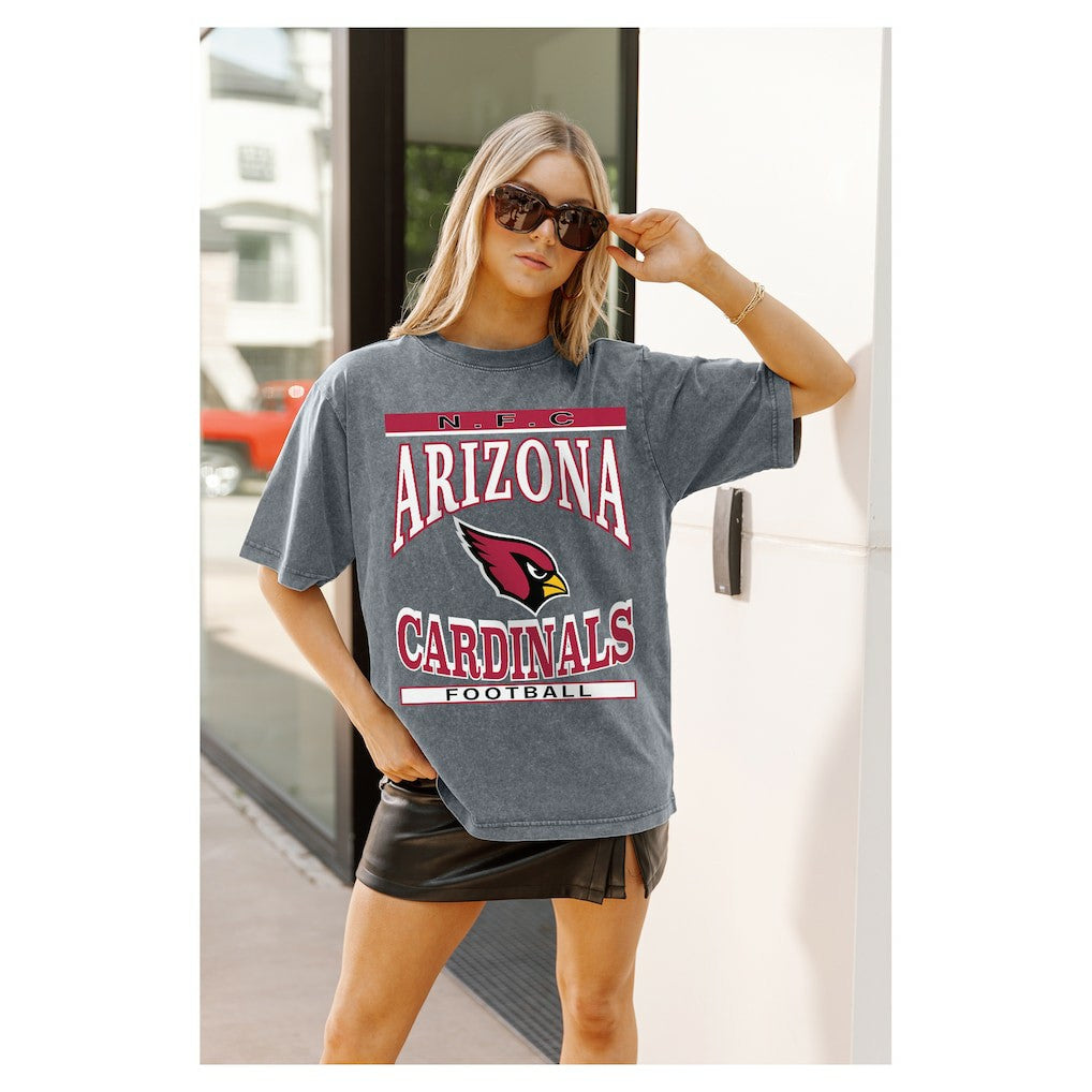 Arizona Cardinals Gameday Couture Women's Oversized Classic Grind Washed T-Shirt - Gray - NFL