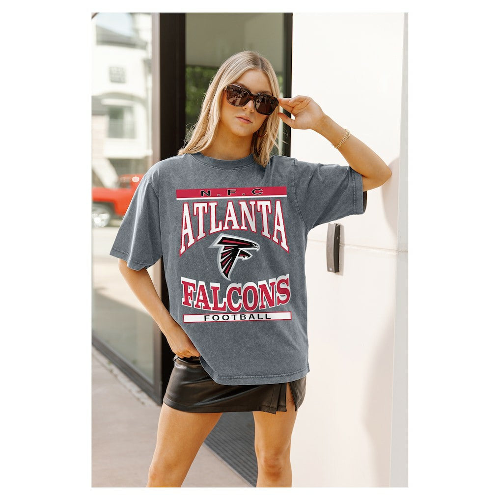Atlanta Falcons Gameday Couture Women's Oversized Classic Grind Washed T-Shirt - Gray - NFL