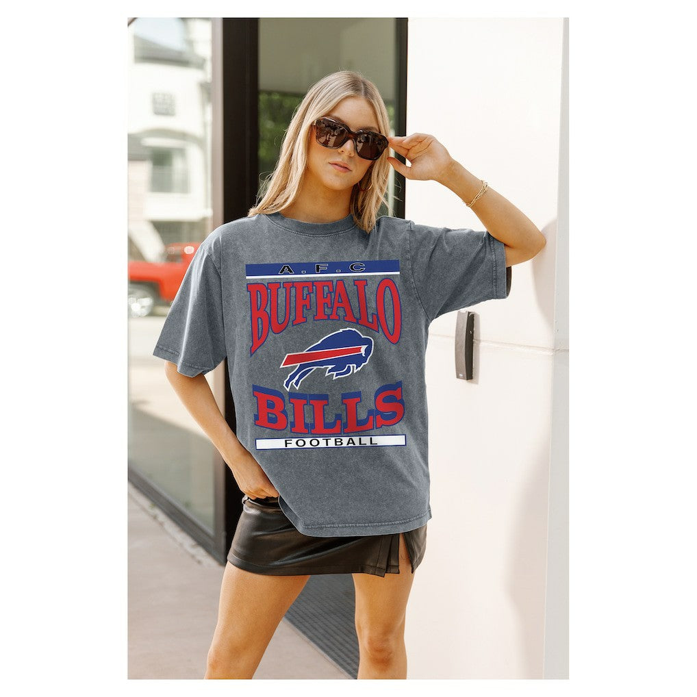 Buffalo Bills Gameday Couture Women's Oversized Classic Grind Washed T-Shirt - Gray - NFL