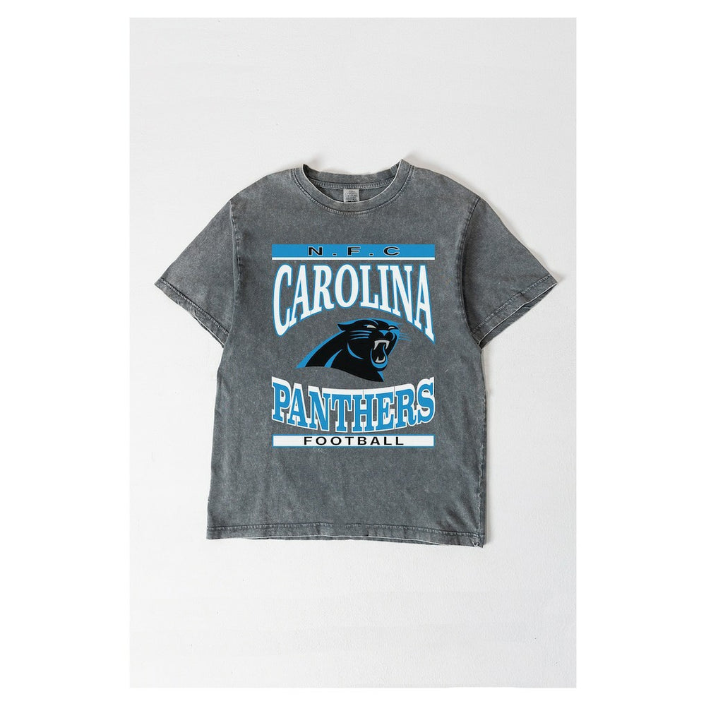 Carolina Panthers Gameday Couture Women's Oversized Classic Grind Washed T-Shirt - Gray - NFL