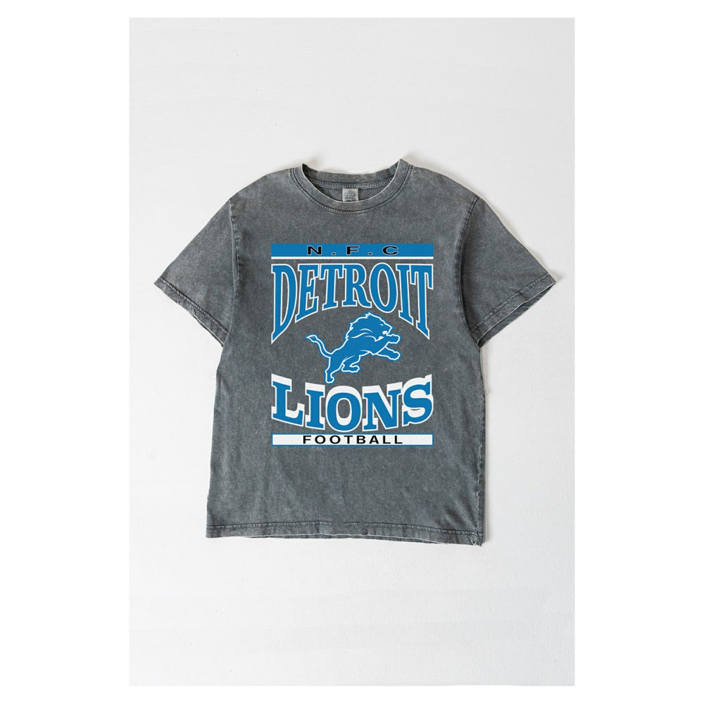 Detroit Lions Gameday Couture Women's Oversized Classic Grind Washed T-Shirt - Gray - NFL
