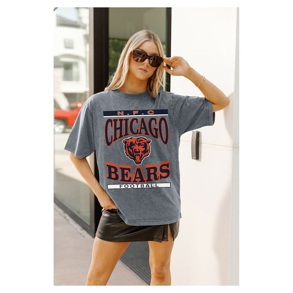 Chicago Bears Gameday Couture Women's Oversized Classic Grind Washed T-Shirt - Gray - NFL