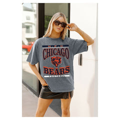 Chicago Bears Gameday Couture Women's Oversized Classic Grind Washed T-Shirt - Gray - NFL
