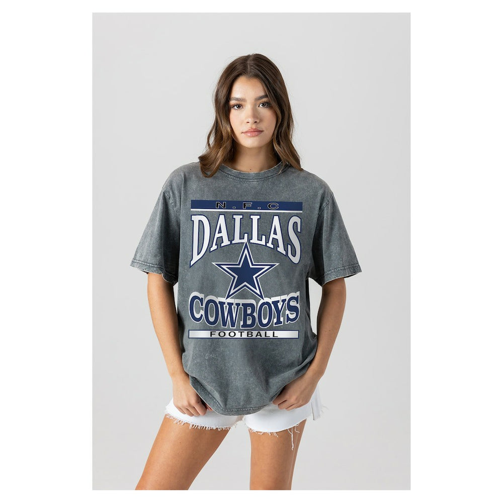 Dallas Cowboys Gameday Couture Women's Oversized Classic Grind Washed T-Shirt - Gray - NFL