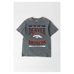Denver Broncos Gameday Couture Women's Oversized Classic Grind Washed T-Shirt - Gray - NFL