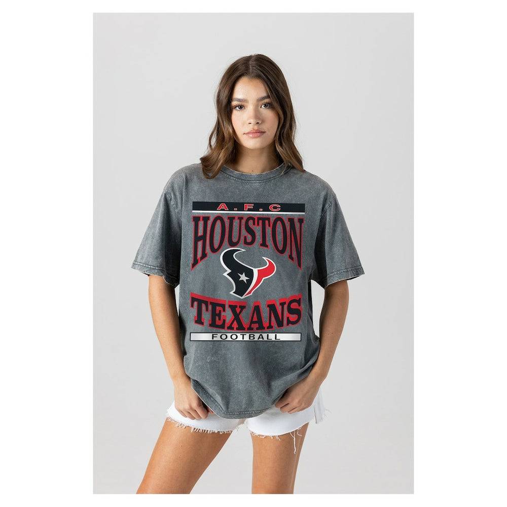 Houston Texans Gameday Couture Women's Oversized Classic Grind Washed T-Shirt - Gray - NFL