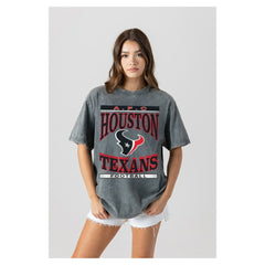 Houston Texans Gameday Couture Women's Oversized Classic Grind Washed T-Shirt - Gray - NFL