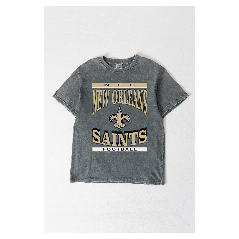 New Orleans Saints Gameday Couture Women's Oversized Classic Grind Washed T-Shirt - Gray - NFL