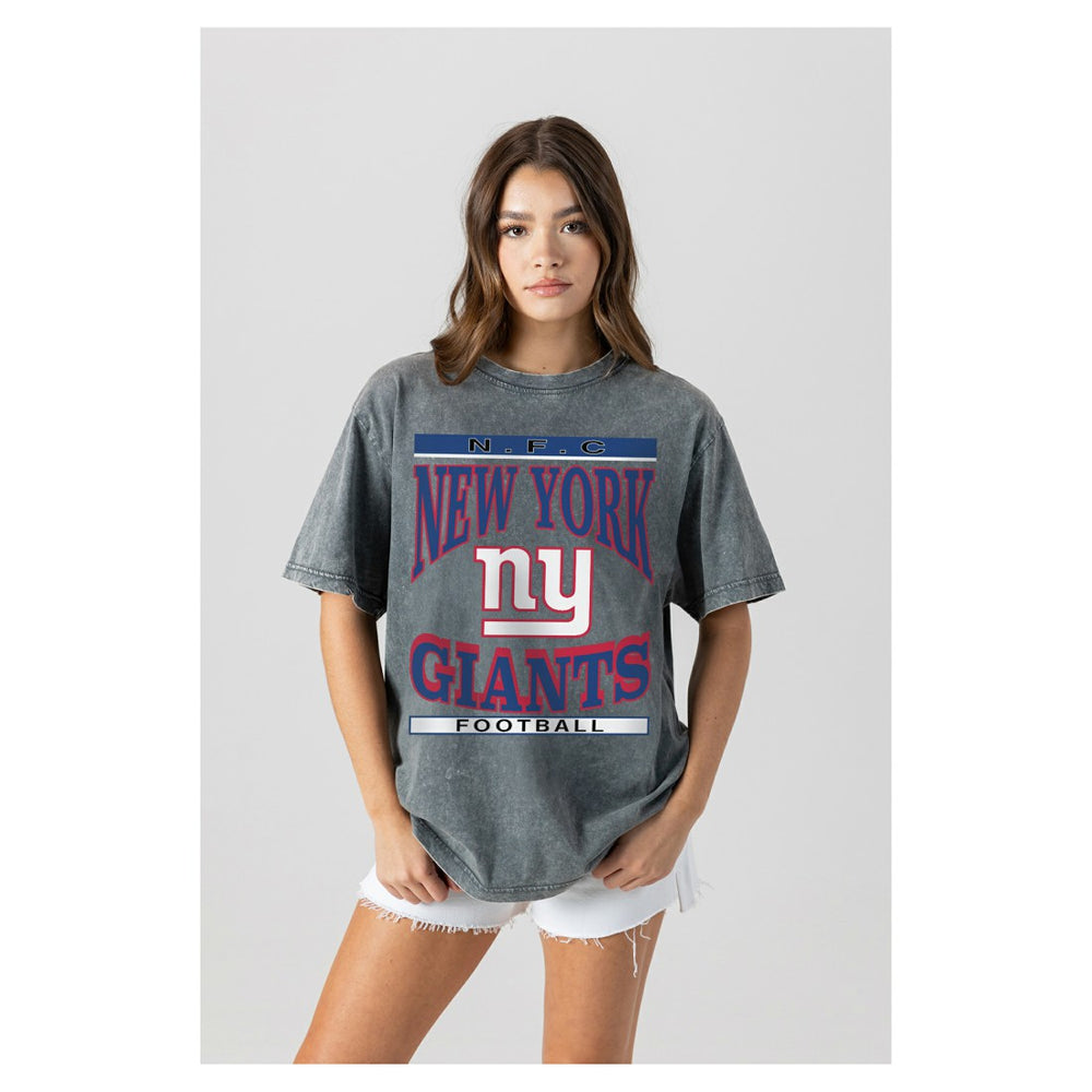 New York Giants Gameday Couture Women's Oversized Classic Grind Washed T-Shirt - Gray - NFL