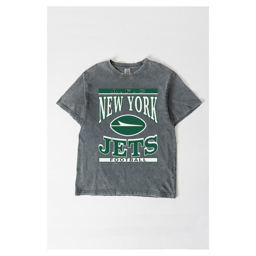 New York Jets Gameday Couture Women's Oversized Classic Grind Washed T-Shirt - Gray - NFL