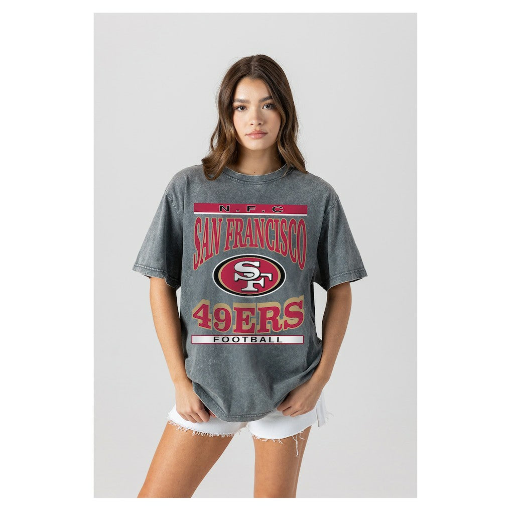 San Francisco 49ers Gameday Couture Women's Oversized Classic Grind Washed T-Shirt - Gray - NFL