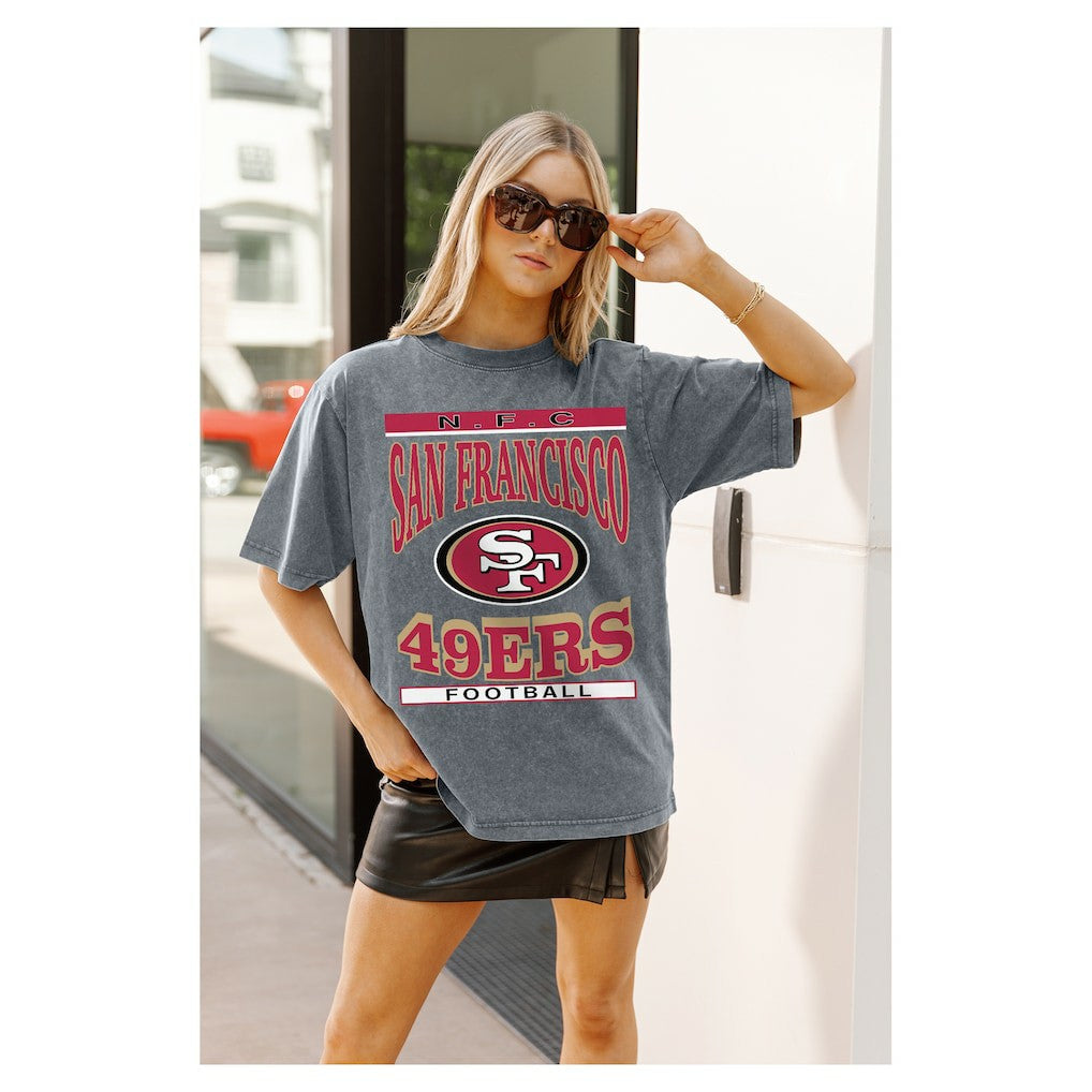San Francisco 49ers Gameday Couture Women's Oversized Classic Grind Washed T-Shirt - Gray - NFL