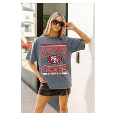San Francisco 49ers Gameday Couture Women's Oversized Classic Grind Washed T-Shirt - Gray - NFL