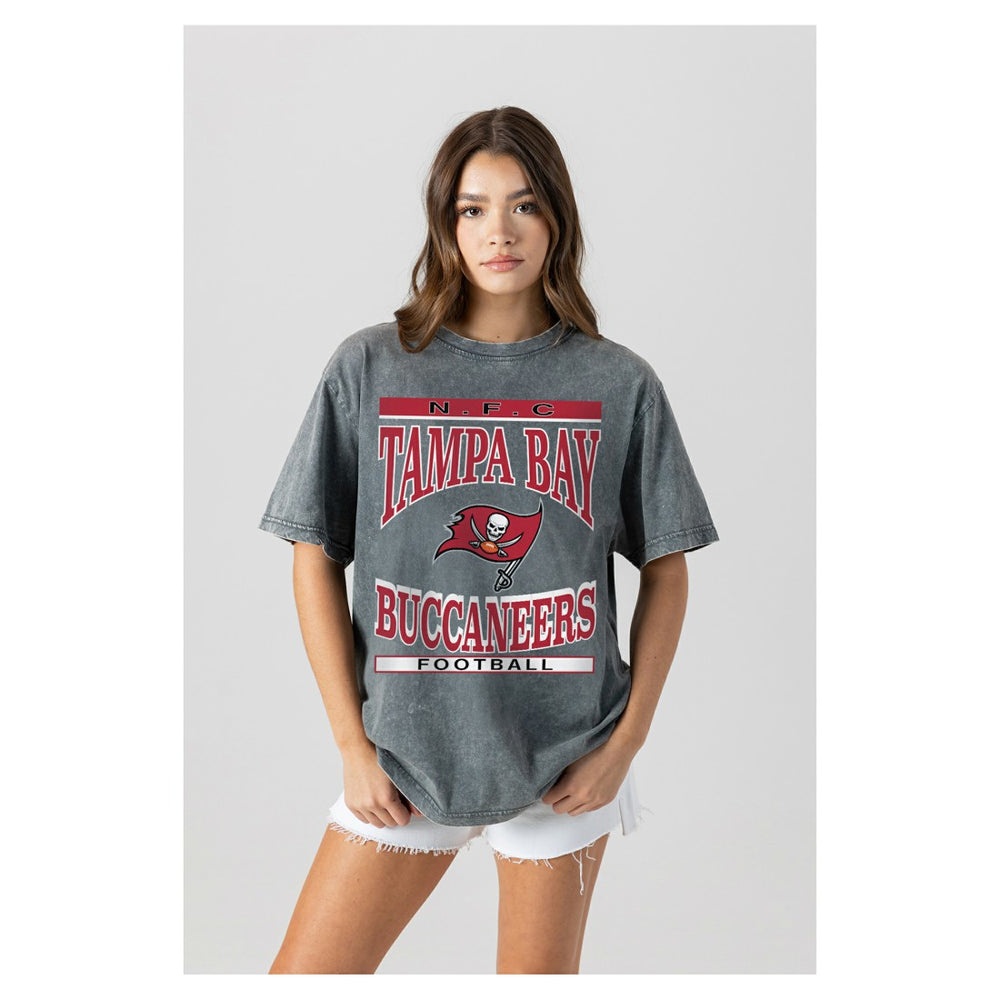 Tampa Bay Buccaneers Gameday Couture Women's Oversized Classic Grind Washed T-Shirt - Gray - NFL