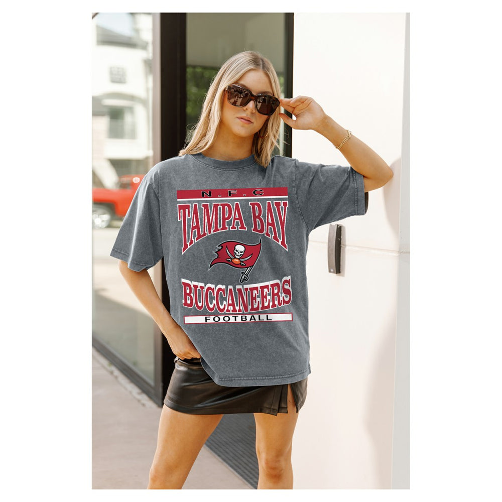 Tampa Bay Buccaneers Gameday Couture Women's Oversized Classic Grind Washed T-Shirt - Gray - NFL