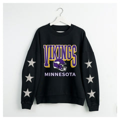 Minnesota Vikings Gameday Couture Women's Pure Victory Rhinestud Star-Sleeve Pullover Sweatshirt - Black - NFL