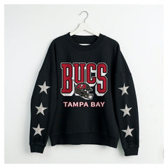 Tampa Bay Buccaneers Gameday Couture Women's Pure Victory Rhinestud Star-Sleeve Pullover Sweatshirt - Black - NFL