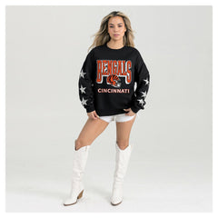Cincinnati Bengals Gameday Couture Women's Pure Victory Rhinestud Star-Sleeve Pullover Sweatshirt - Black - NFL