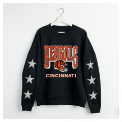 Cincinnati Bengals Gameday Couture Women's Pure Victory Rhinestud Star-Sleeve Pullover Sweatshirt - Black - NFL