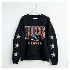 Denver Broncos Gameday Couture Women's Pure Victory Rhinestud Star-Sleeve Pullover Sweatshirt - Black - NFL