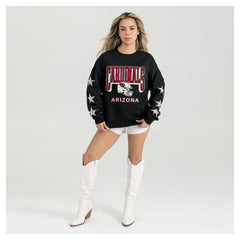 Arizona Cardinals Gameday Couture Women's Pure Victory Rhinestud Star-Sleeve Pullover Sweatshirt - Black - NFL