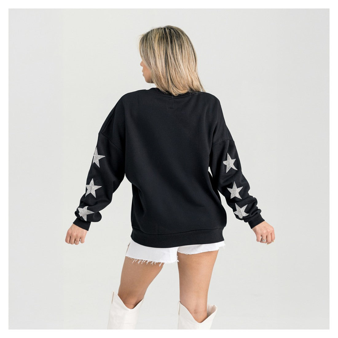 Houston Texans Gameday Couture Women's Pure Victory Rhinestud Star-Sleeve Pullover Sweatshirt - Black - NFL