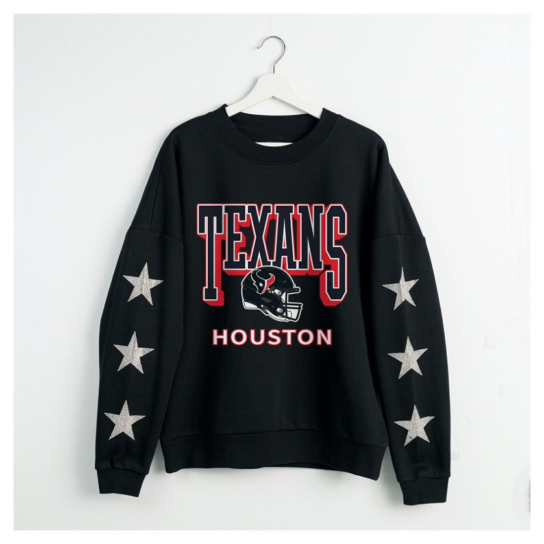 Houston Texans Gameday Couture Women's Pure Victory Rhinestud Star-Sleeve Pullover Sweatshirt - Black - NFL