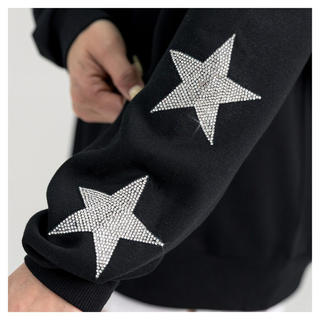 Green Bay Packers Gameday Couture Women's Pure Victory Rhinestud Star-Sleeve Pullover Sweatshirt - Black - NFL