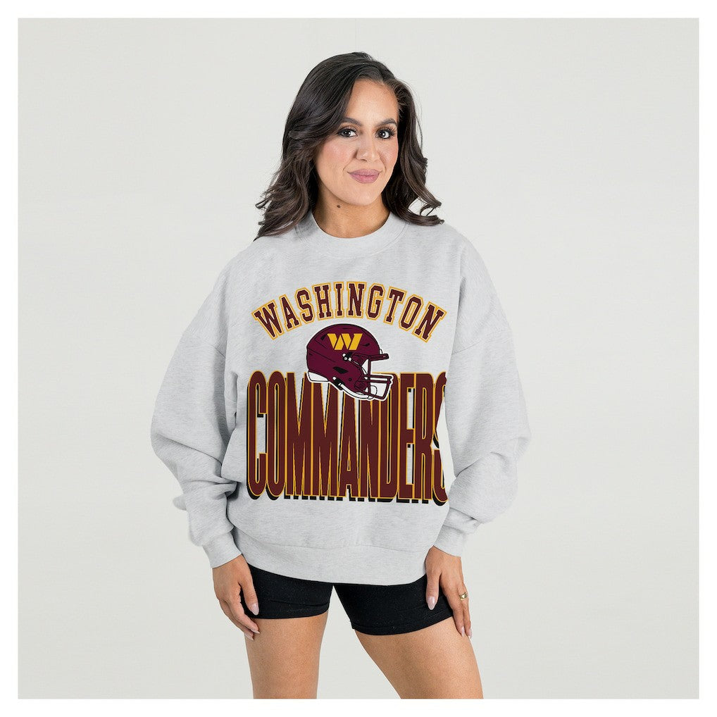 Washington Commanders Gameday Couture Women's Fierce Focus Premium Oversized Fleece Pullover Sweatshirt - Ash - NFL