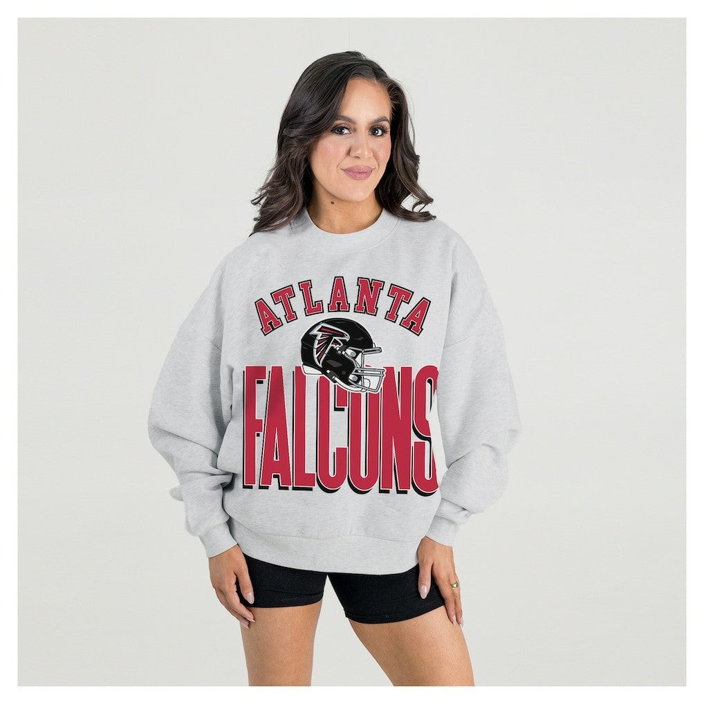 Atlanta Falcons Gameday Couture Women's Fierce Focus Premium Oversized Fleece Pullover Sweatshirt - Ash - NFL