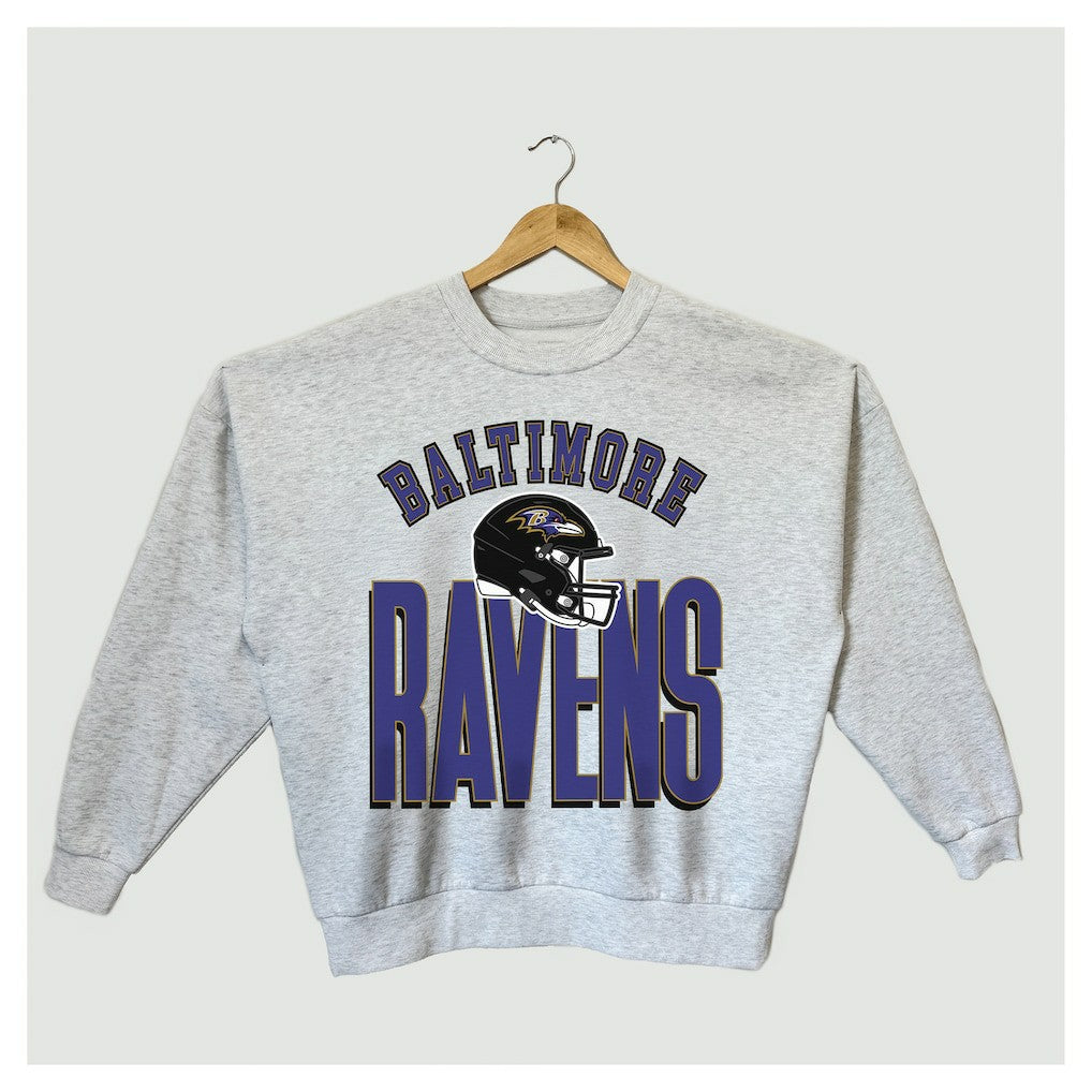 Baltimore Ravens Gameday Couture Women's Fierce Focus Premium Oversized Fleece Pullover Sweatshirt - Ash - NFL