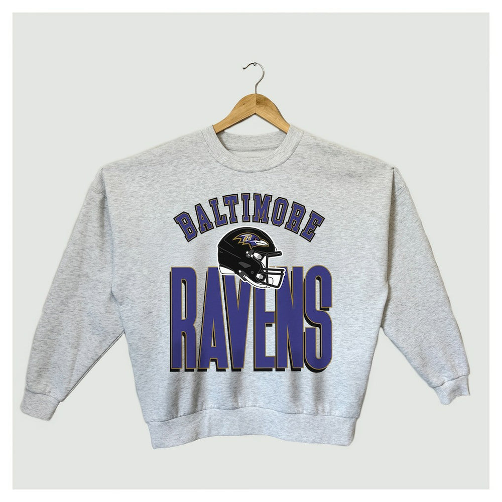 Baltimore Ravens Gameday Couture Women's Fierce Focus Premium Oversized Fleece Pullover Sweatshirt - Ash - NFL