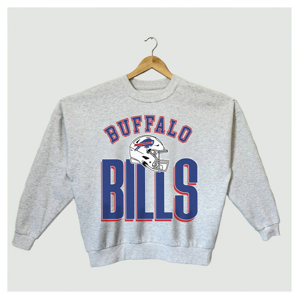 Buffalo Bills Gameday Couture Women's Fierce Focus Premium Oversized Fleece Pullover Sweatshirt - Ash - NFL