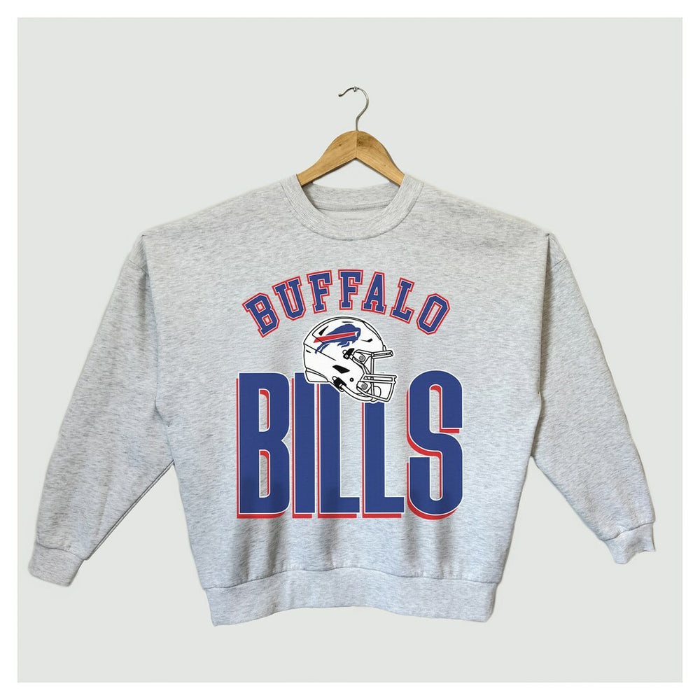 Buffalo Bills Gameday Couture Women's Fierce Focus Premium Oversized Fleece Pullover Sweatshirt - Ash - NFL