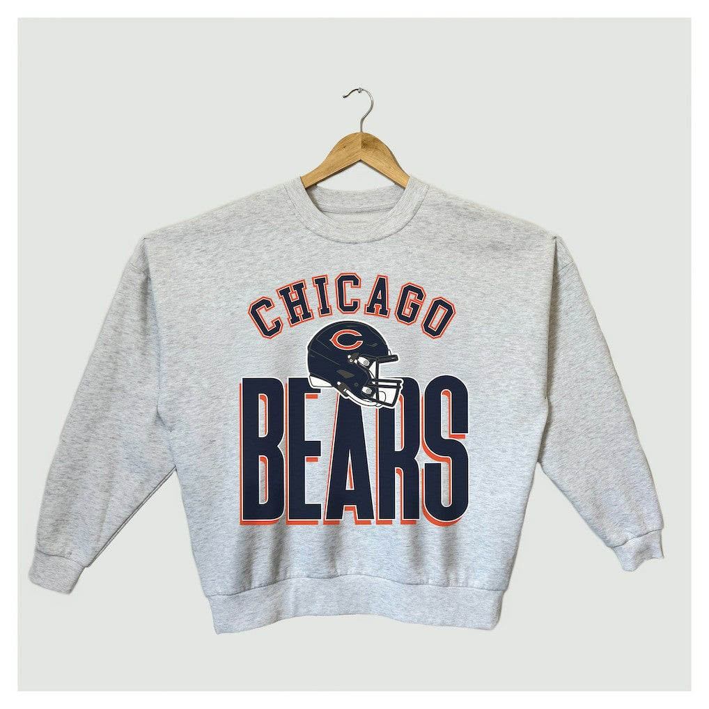 Chicago Bears Gameday Couture Women's Fierce Focus Premium Oversized Fleece Pullover Sweatshirt - Ash - NFL