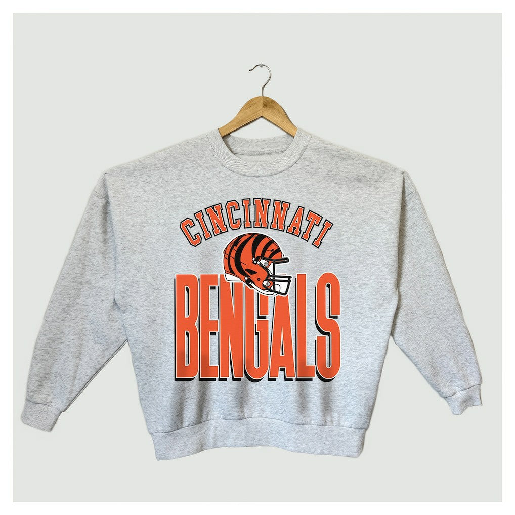 Cincinnati Bengals Gameday Couture Women's Fierce Focus Premium Oversized Fleece Pullover Sweatshirt - Ash - NFL