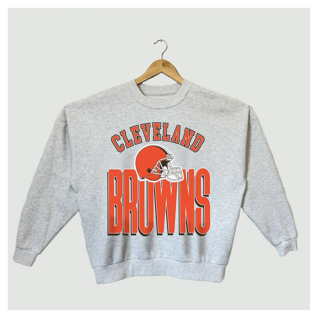 Cleveland Browns Gameday Couture Women's Fierce Focus Premium Oversized Fleece Pullover Sweatshirt - Ash - NFL