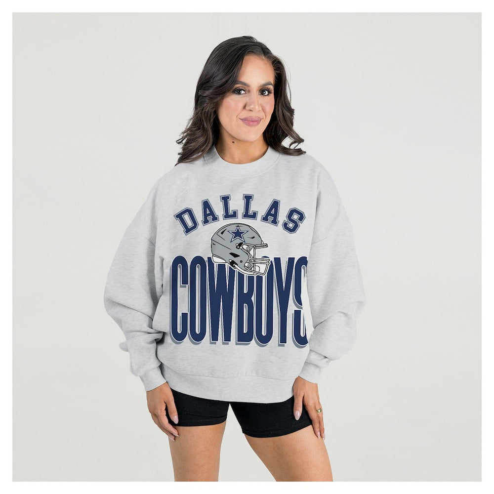 Dallas Cowboys Gameday Couture Women's Fierce Focus Premium Oversized Fleece Pullover Sweatshirt - Ash - NFL