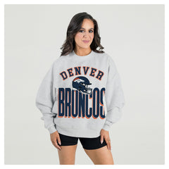 Denver Broncos Gameday Couture Women's Fierce Focus Premium Oversized Fleece Pullover Sweatshirt - Ash - NFL