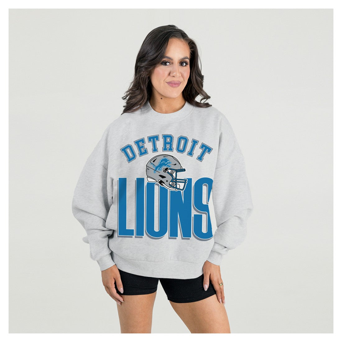 Detroit Lions Gameday Couture Women's Fierce Focus Premium Oversized Fleece Pullover Sweatshirt - Ash - NFL