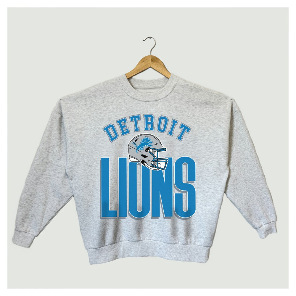 Detroit Lions Gameday Couture Women's Fierce Focus Premium Oversized Fleece Pullover Sweatshirt - Ash - NFL